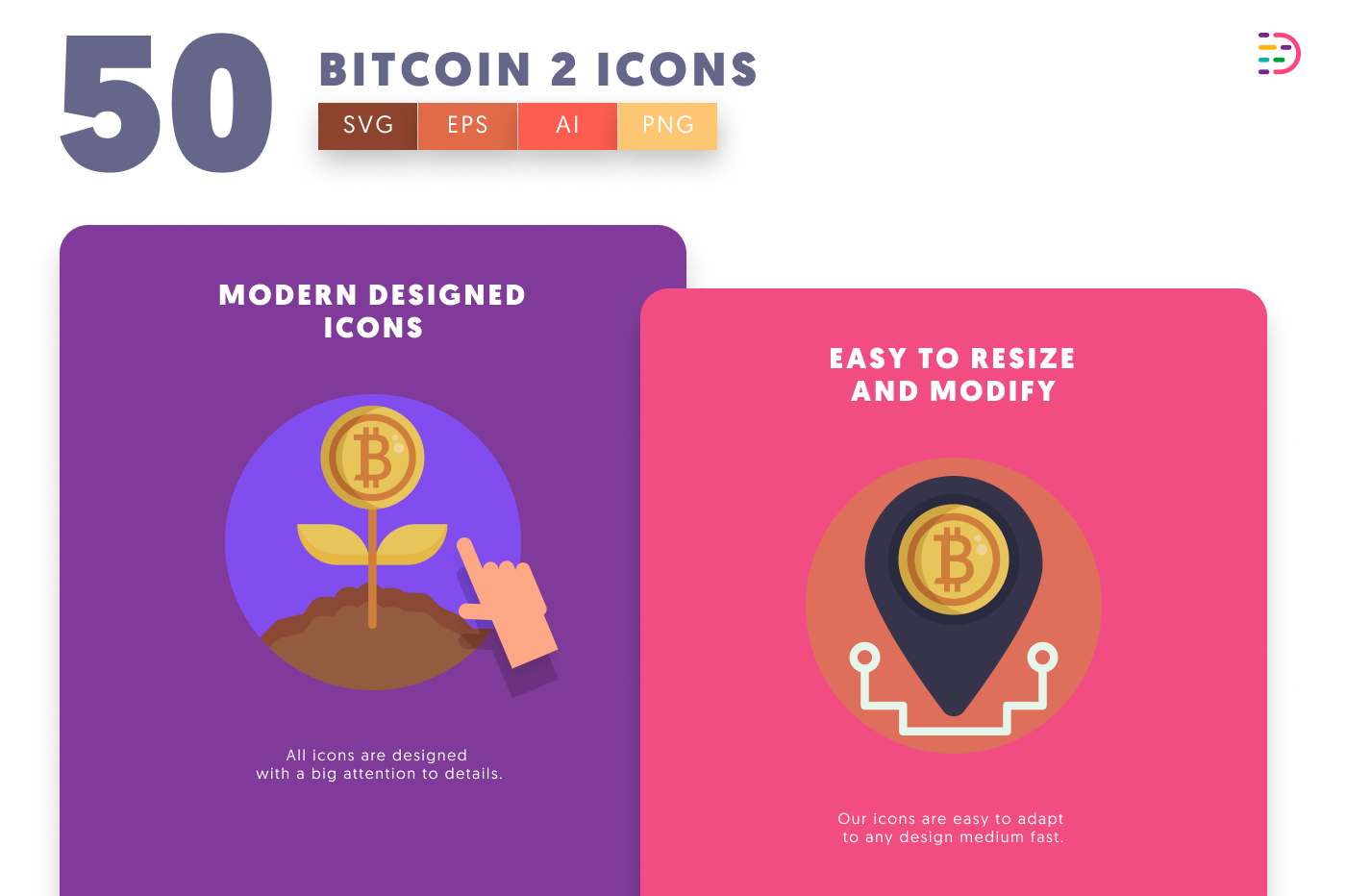 50 Blockchain & Crypto Tech Icons cover – illustrated icons in PNG, SVG and EPS