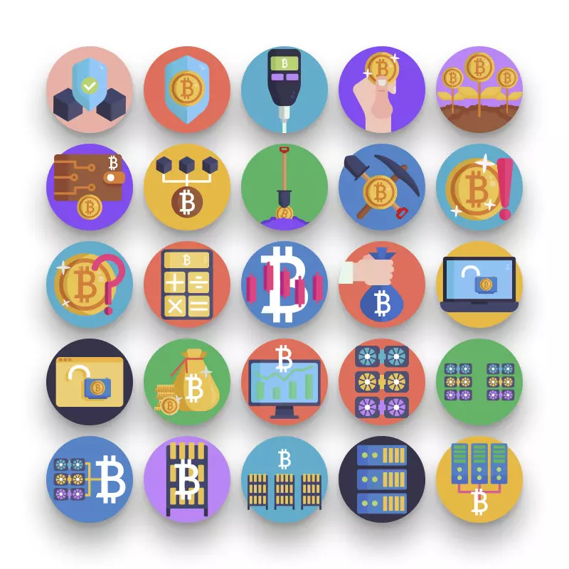 50 Blockchain & Crypto Tech Icons – set of colorful illustrated icons