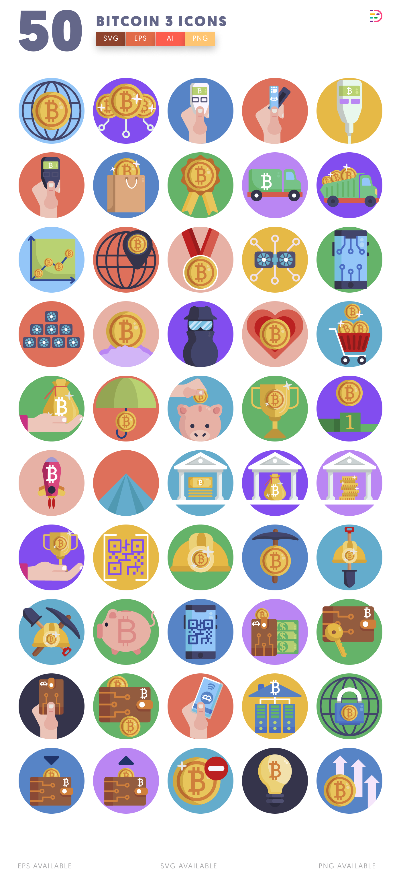 50 Bitcoin Payment & Shopping Icons – all icons in the set