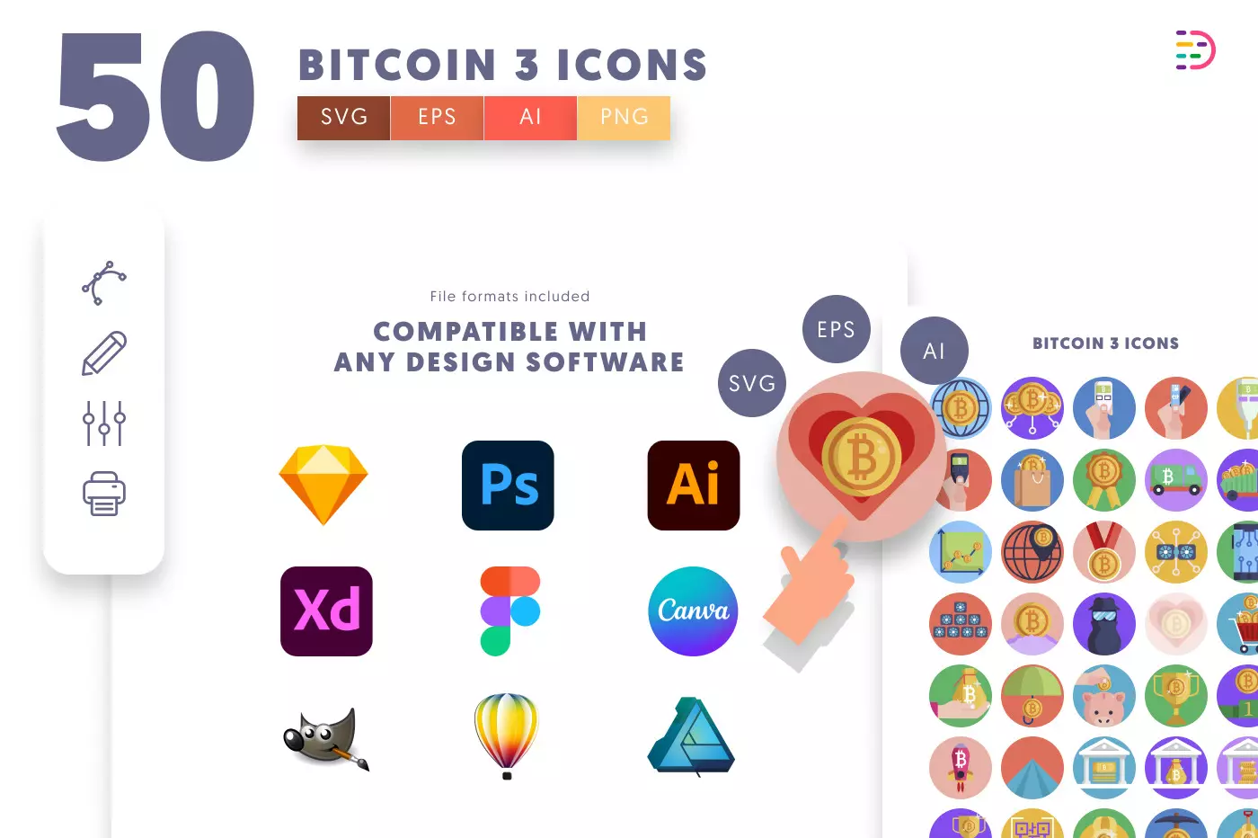50 Bitcoin Payment & Shopping Icons preview 8 – illustrated icons in PNG, SVG and EPS