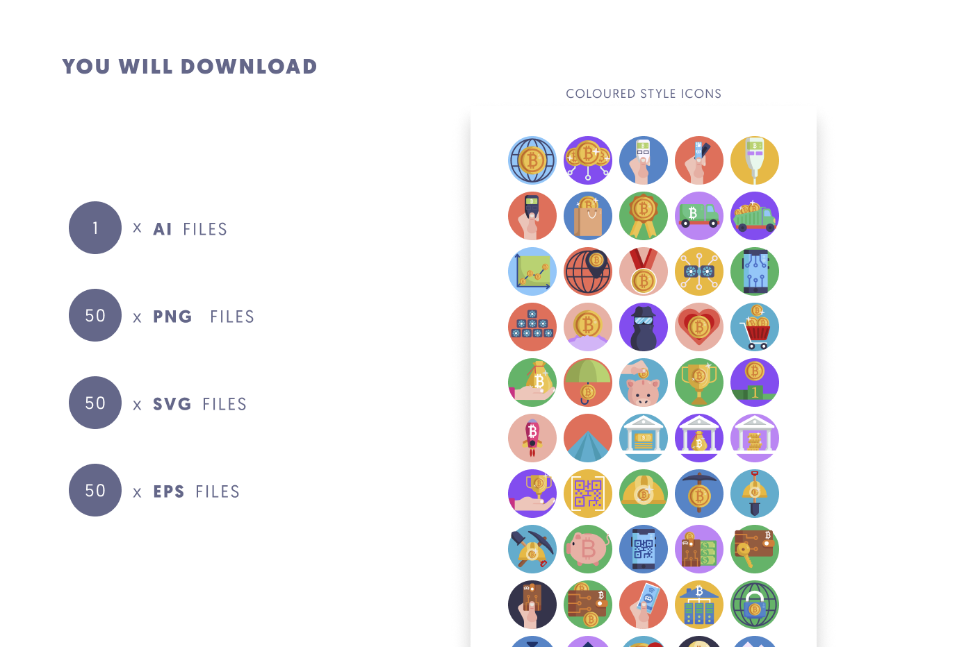 50 Bitcoin Payment & Shopping Icons preview 9 – illustrated icons in PNG, SVG and EPS