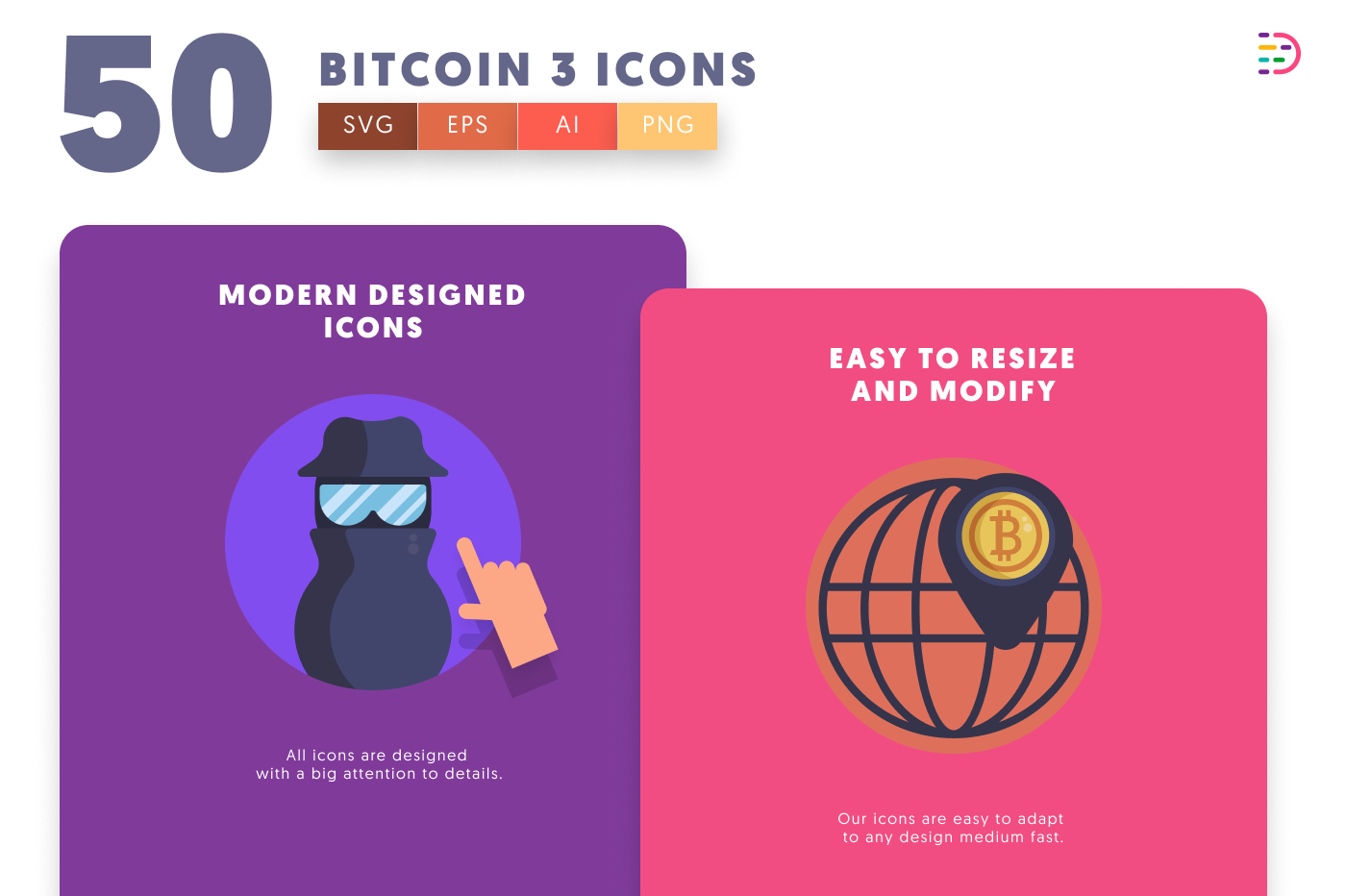 50 Bitcoin Payment & Shopping Icons cover – illustrated icons in PNG, SVG and EPS