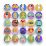 50 Bitcoin Payment & Shopping Icons – set of colorful illustrated icons