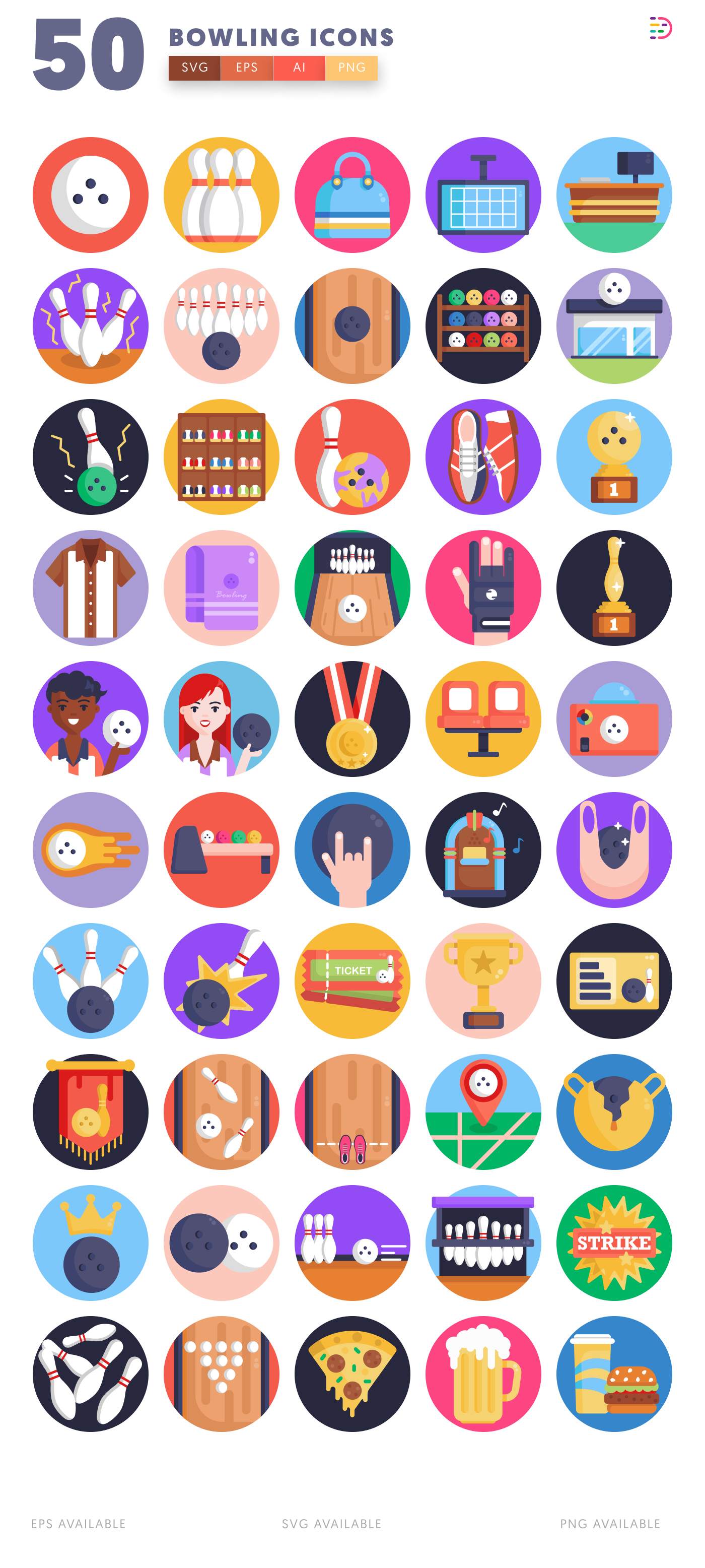 50 Bowling Icons – all icons in the set