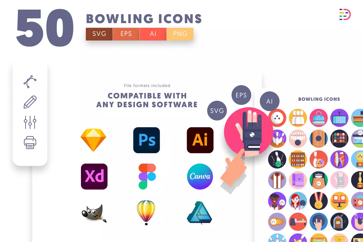 50 Bowling Icons preview 8 – illustrated icons in PNG, SVG and EPS
