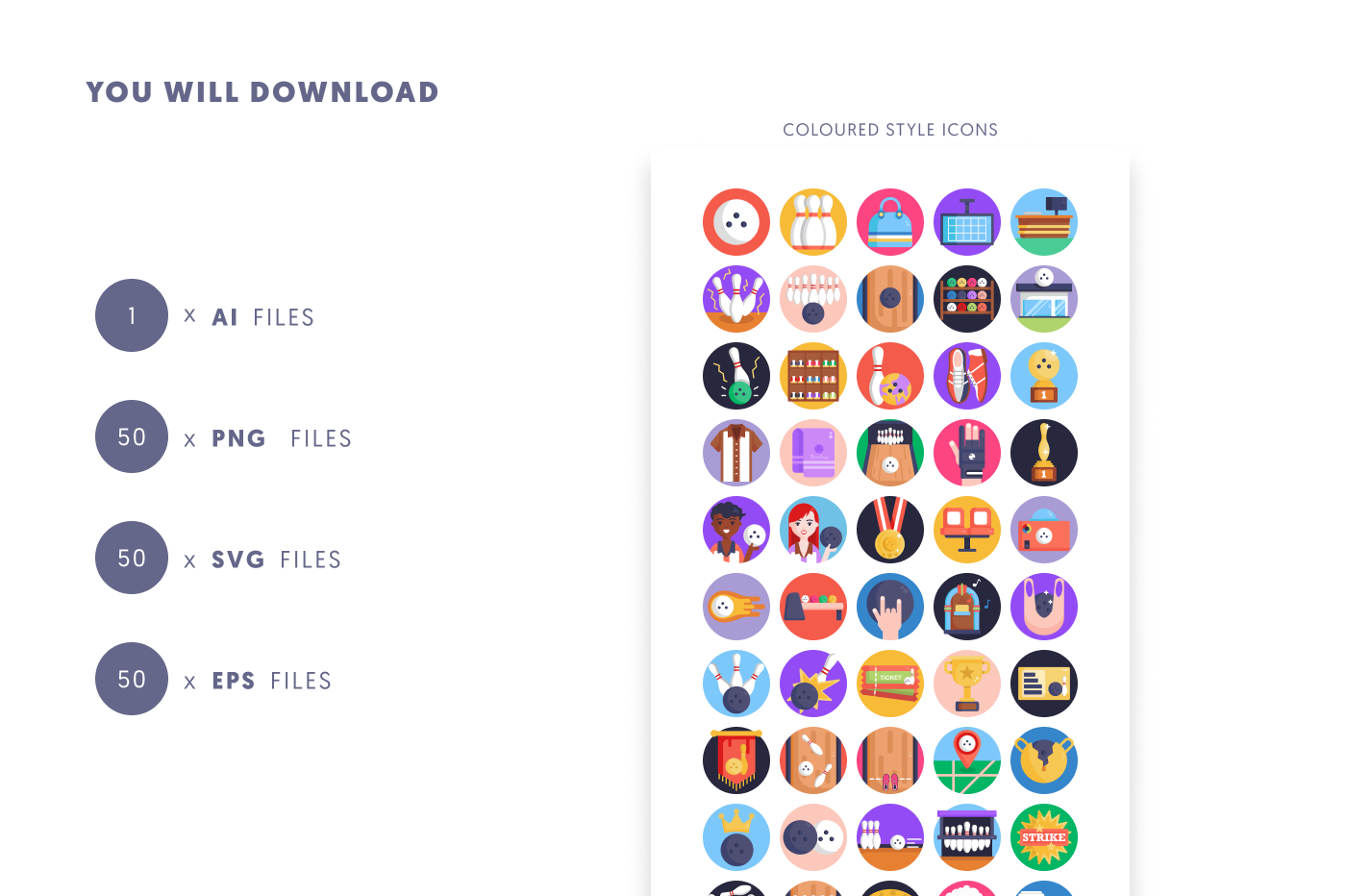 50 Bowling Icons preview 9 – illustrated icons in PNG, SVG and EPS