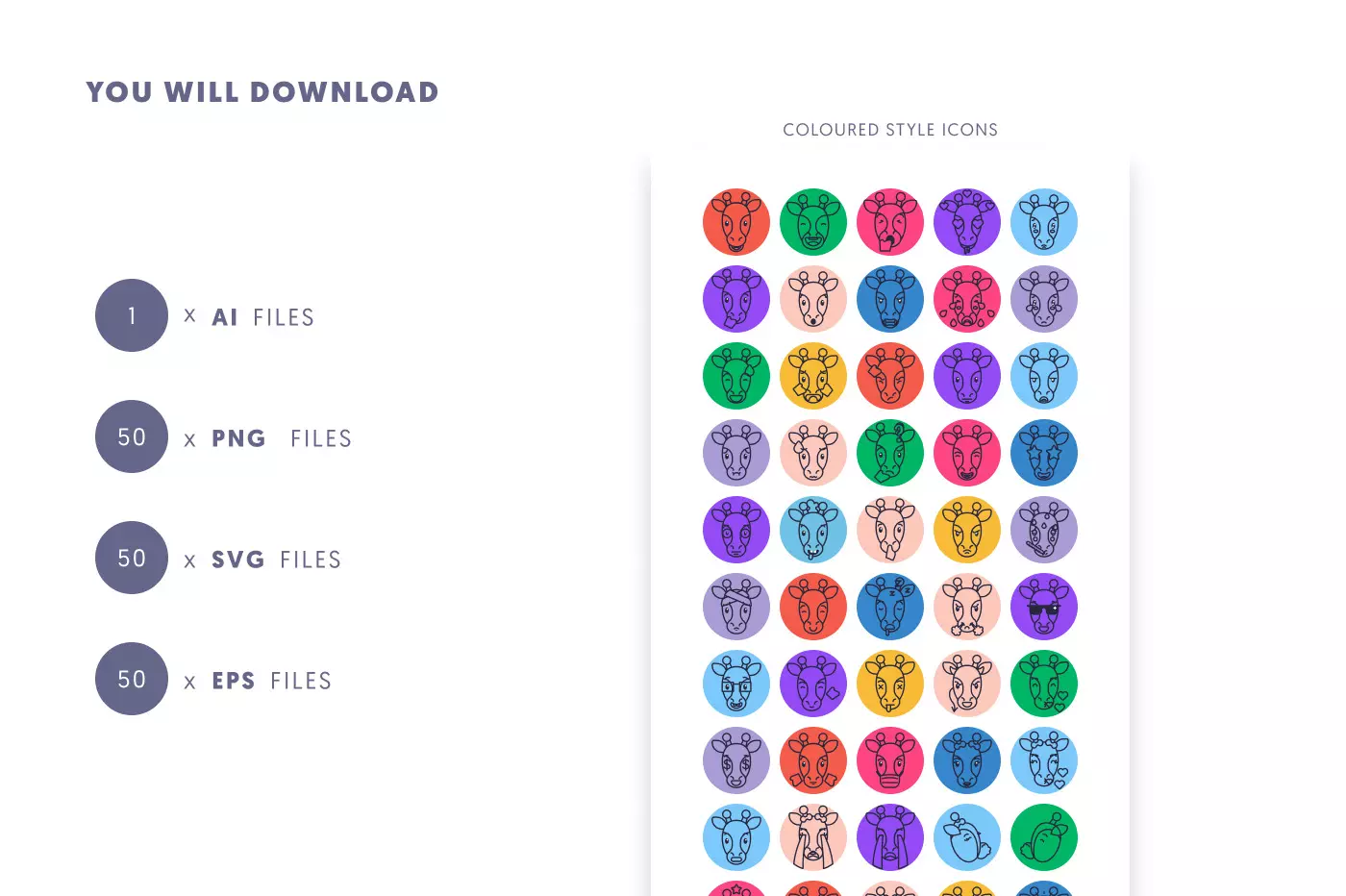 50 Giraffe Emoji Outline Icons preview 9 – line icons in PNG, SVG and EPS