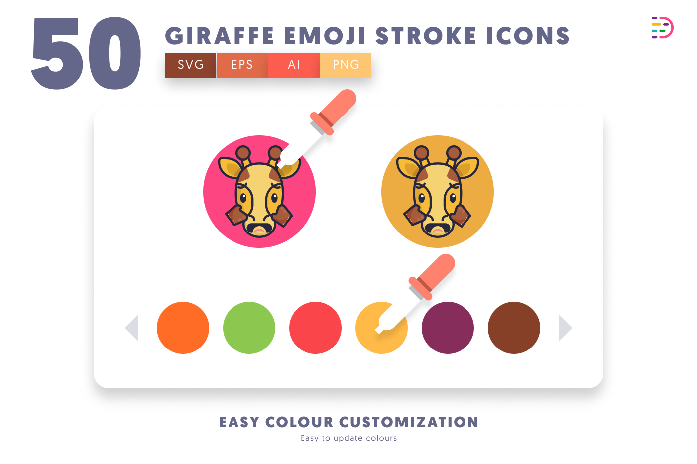 50 Giraffe Emoji Stroke Icons preview 7 – illustrated icons in PNG, SVG and EPS