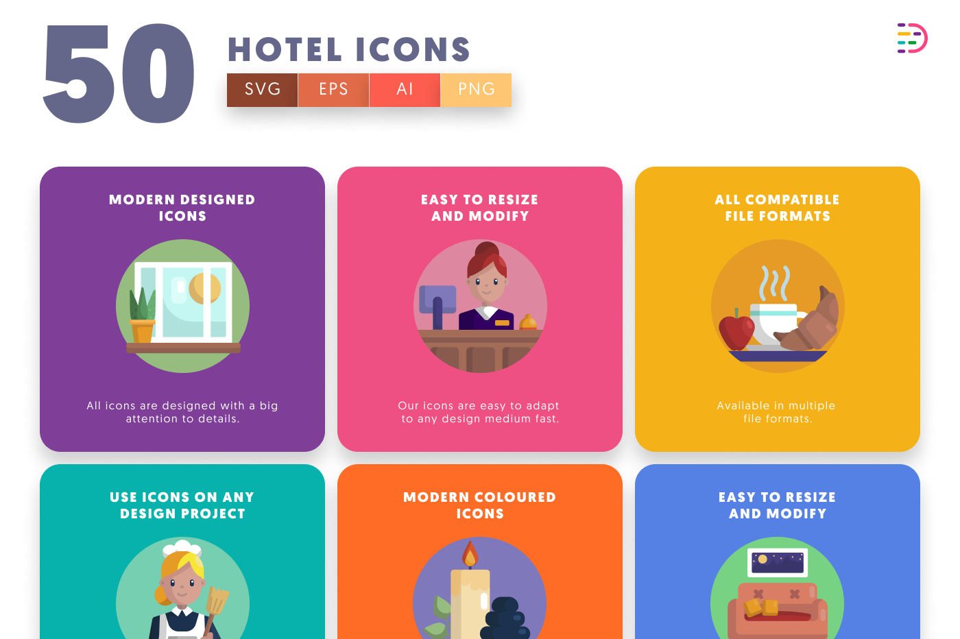 50 Hotel Icons preview 5 – illustrated icons in PNG, SVG and EPS