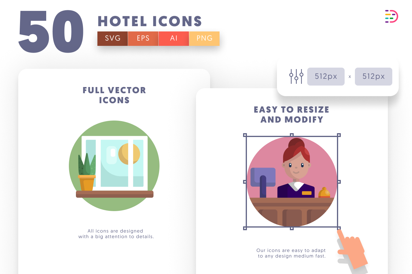 50 Hotel Icons preview 6 – illustrated icons in PNG, SVG and EPS