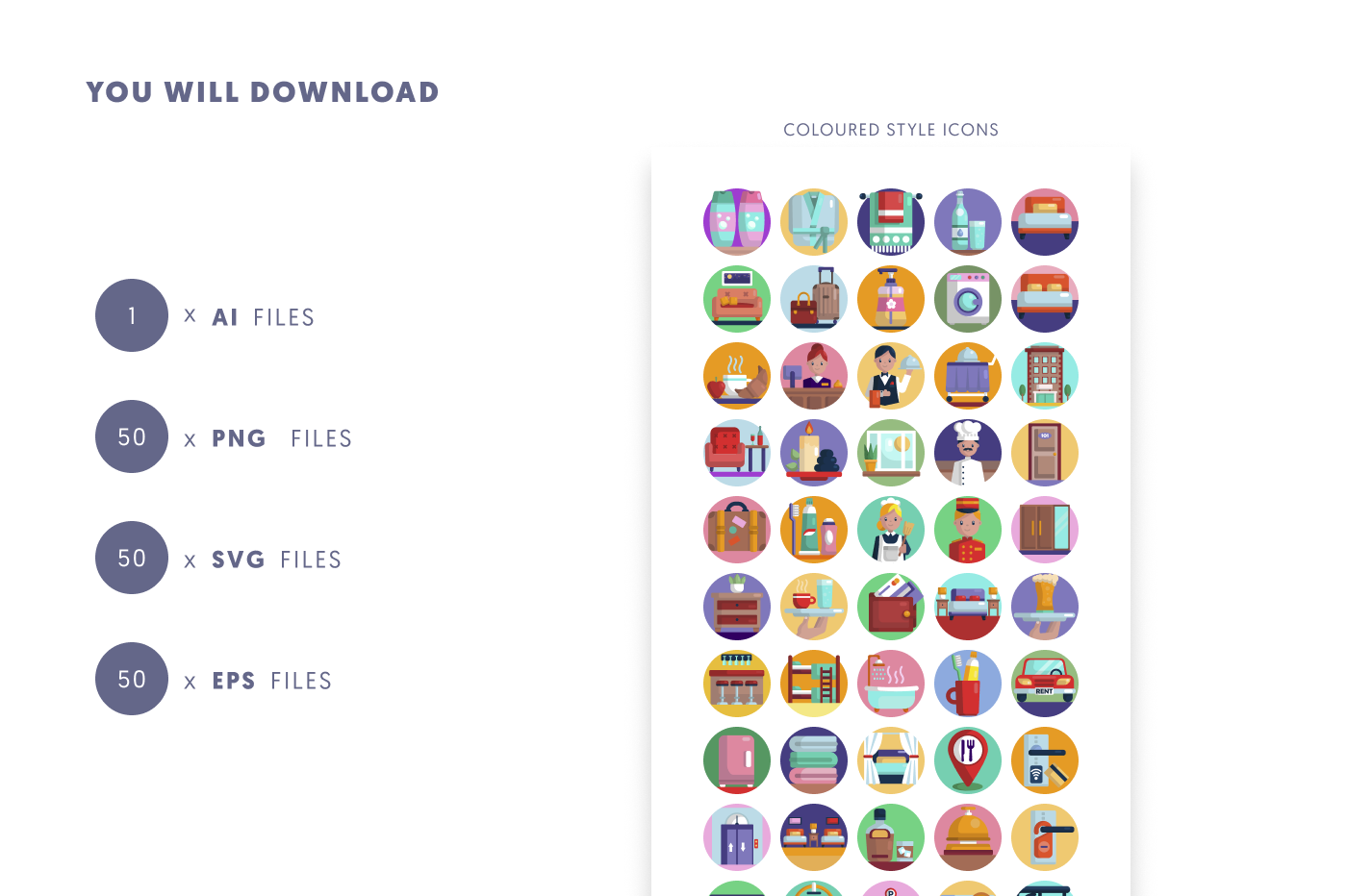50 Hotel Icons preview 9 – illustrated icons in PNG, SVG and EPS
