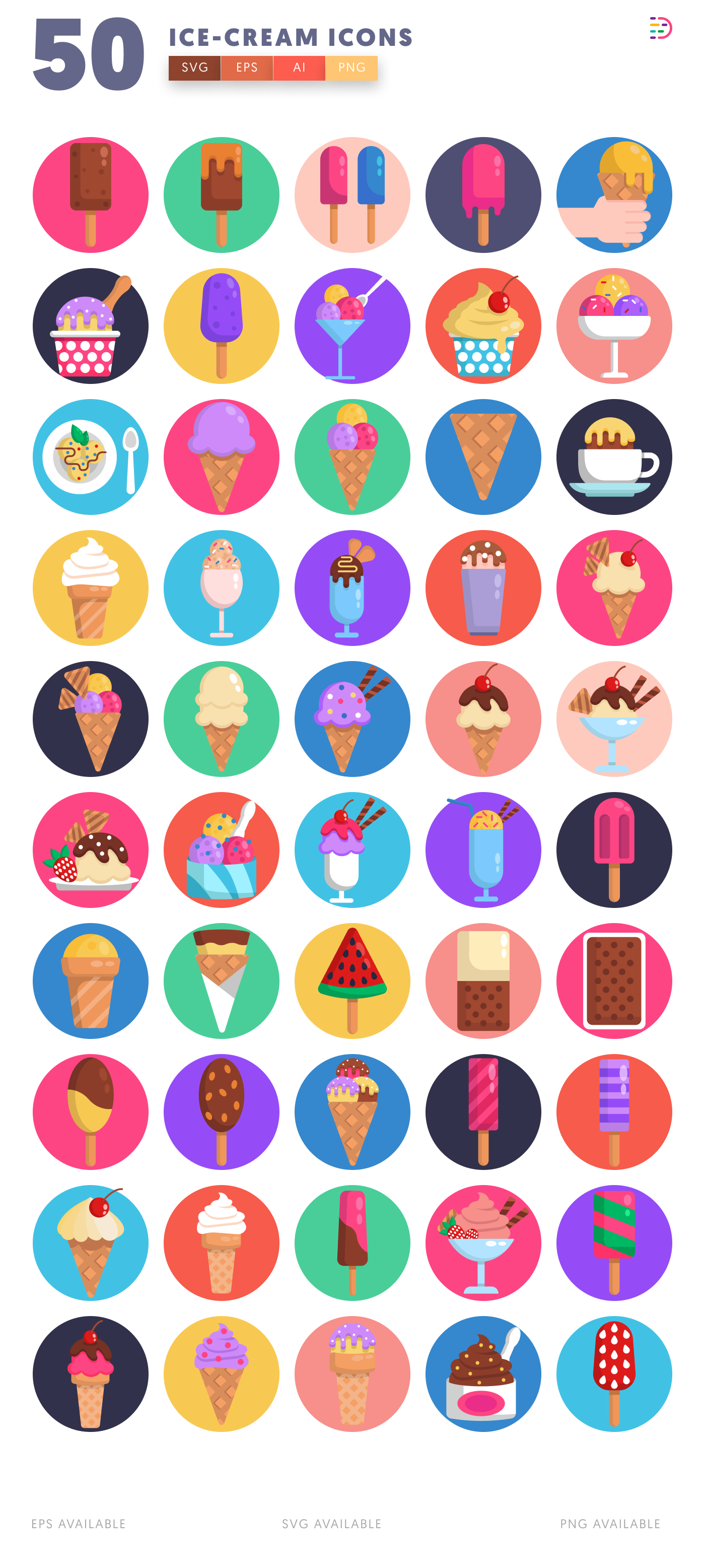 50 Ice Cream Icons – all icons in the set
