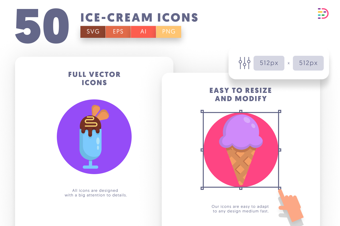 50 Ice Cream Icons preview 6 – illustrated icons in PNG, SVG and EPS