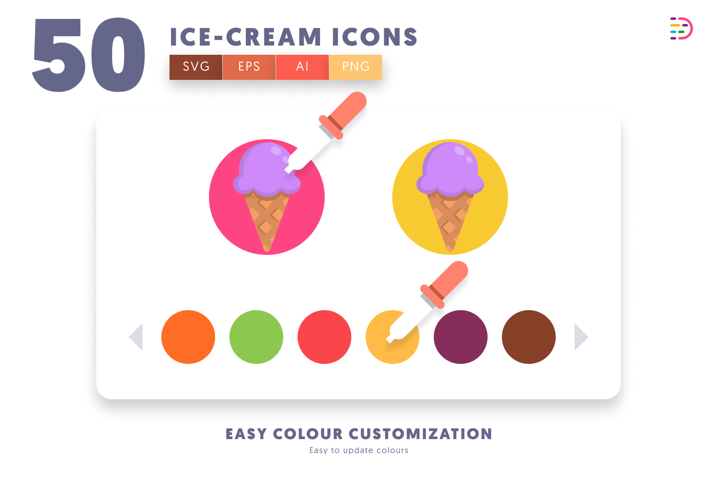 50 Ice Cream Icons preview 7 – illustrated icons in PNG, SVG and EPS