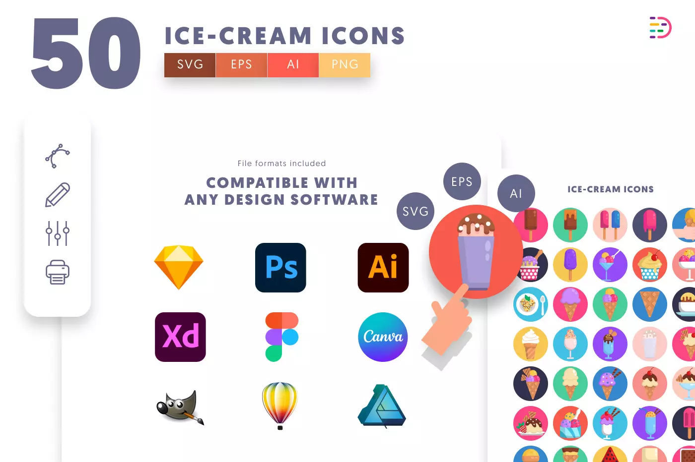 50 Ice Cream Icons preview 8 – illustrated icons in PNG, SVG and EPS