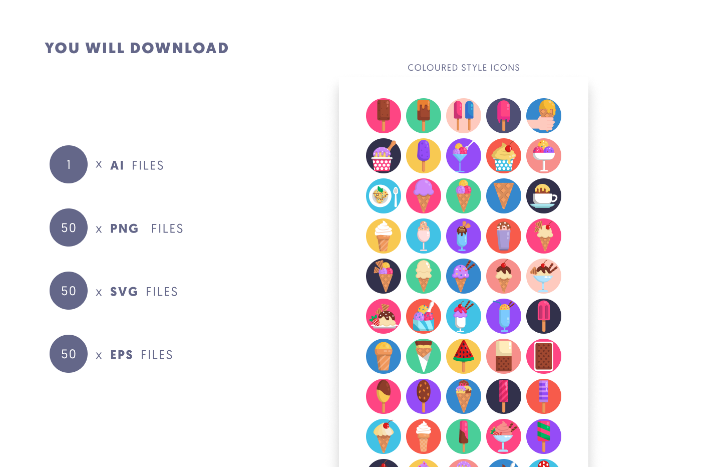 50 Ice Cream Icons preview 9 – illustrated icons in PNG, SVG and EPS