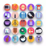 50 Kitchen Tools Icons – set of colorful illustrated icons