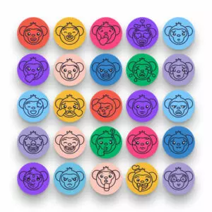 50 Monkey Emoji Outline Icons – set of colorful illustrated icons