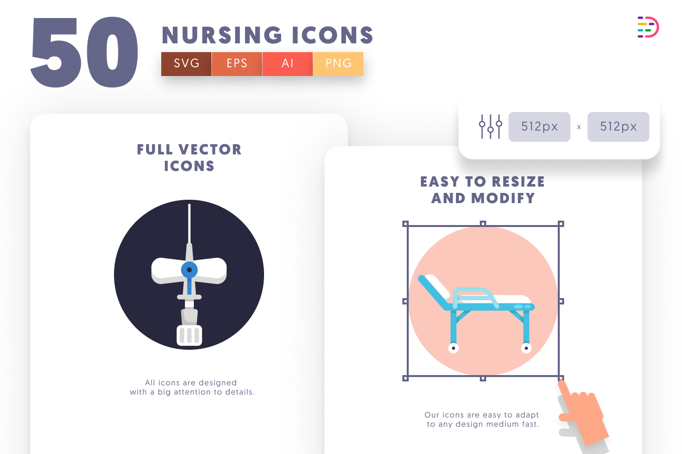 50 Nursing Icons preview 6 – flat circle icons in PNG, SVG and EPS