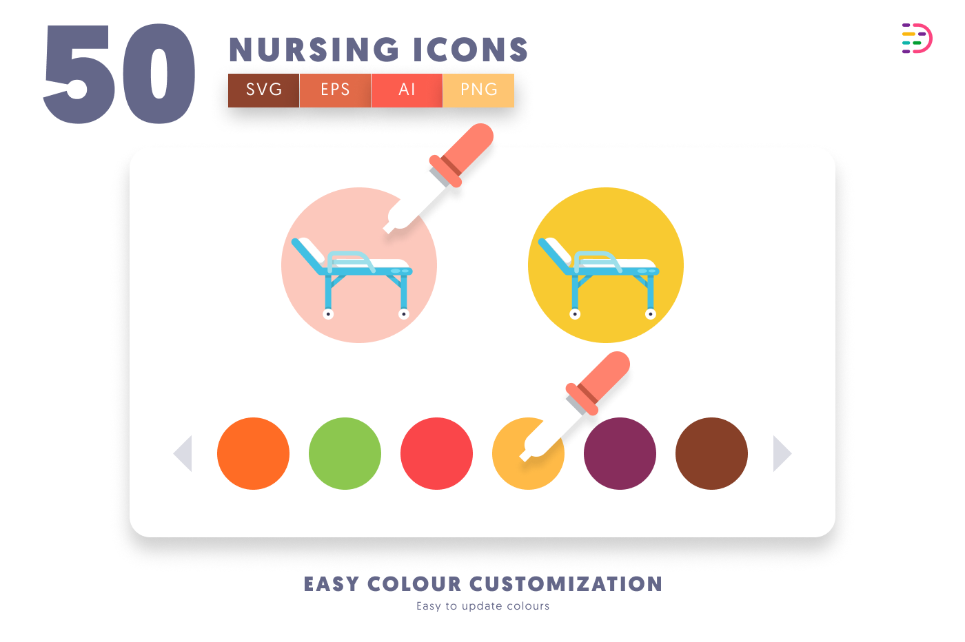 50 Nursing Icons preview 7 – flat circle icons in PNG, SVG and EPS