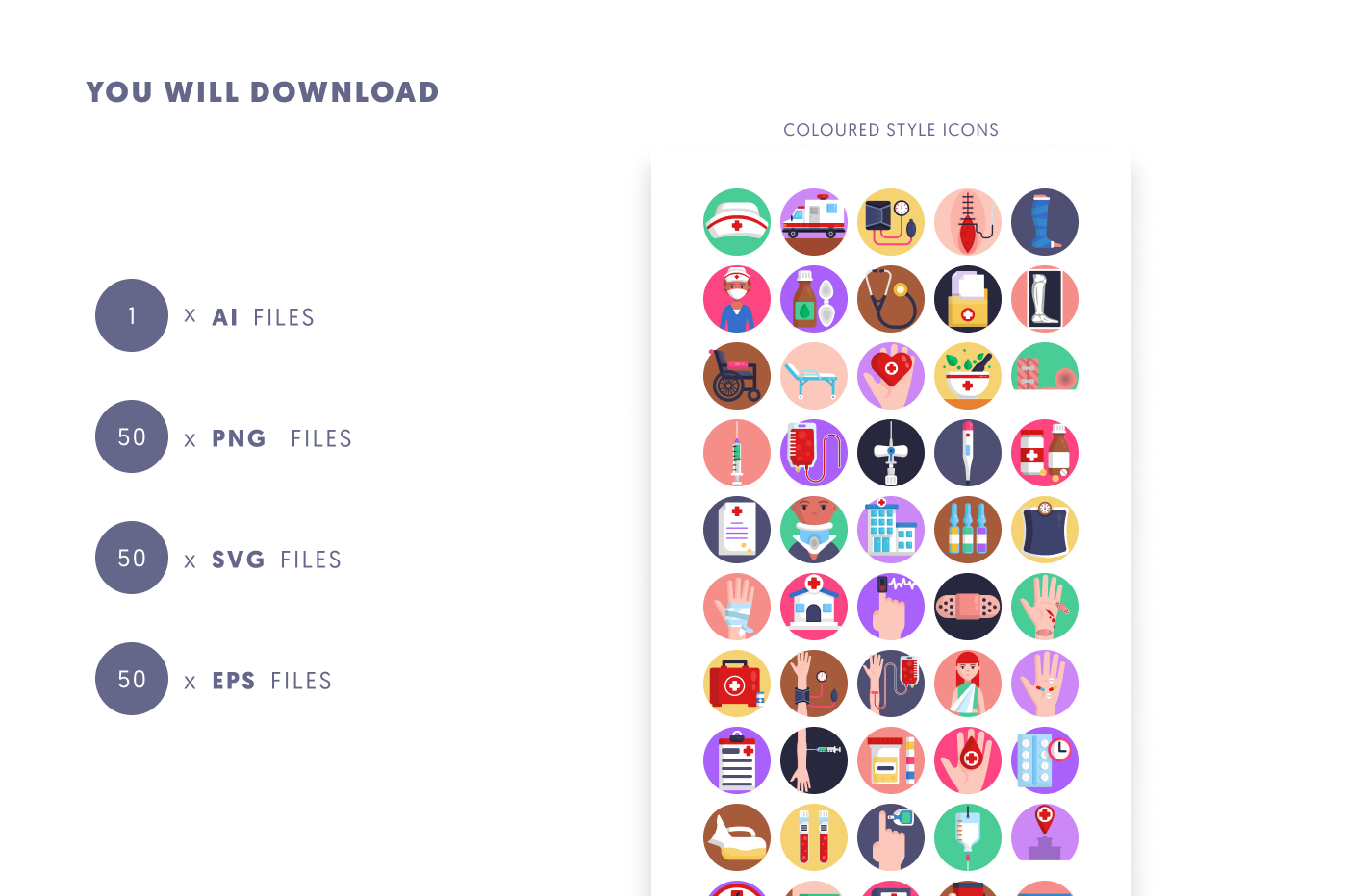50 Nursing Icons preview 9 – flat circle icons in PNG, SVG and EPS