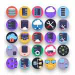 50 Servers Icons – set of colorful illustrated icons