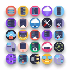50 Servers Icons – set of colorful illustrated icons