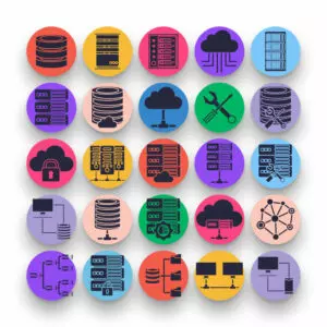 50 Servers Fill Icons – set of colorful illustrated icons