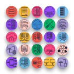 50 Servers Outline Icons – set of colorful illustrated icons