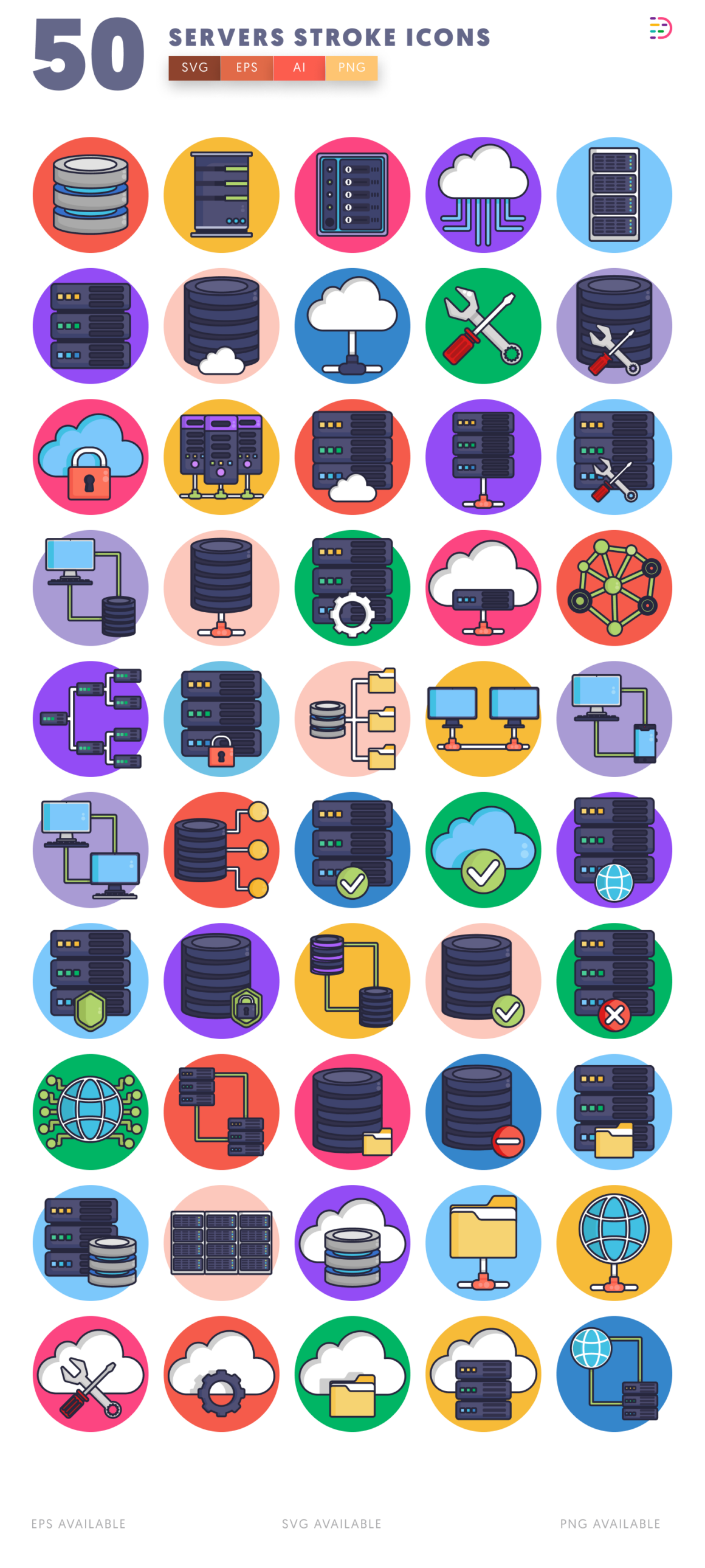 50 Servers Stroke Icons - Dighital Icons | Premium Icon Sets For All ...