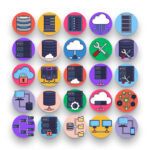 50 Servers Stroke Icons – set of colorful illustrated icons