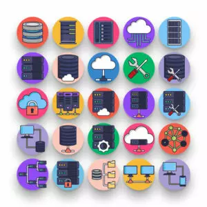 50 Servers Stroke Icons – set of colorful illustrated icons
