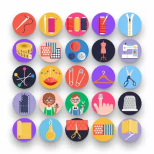 50 Sewing Icons – set of colorful illustrated icons