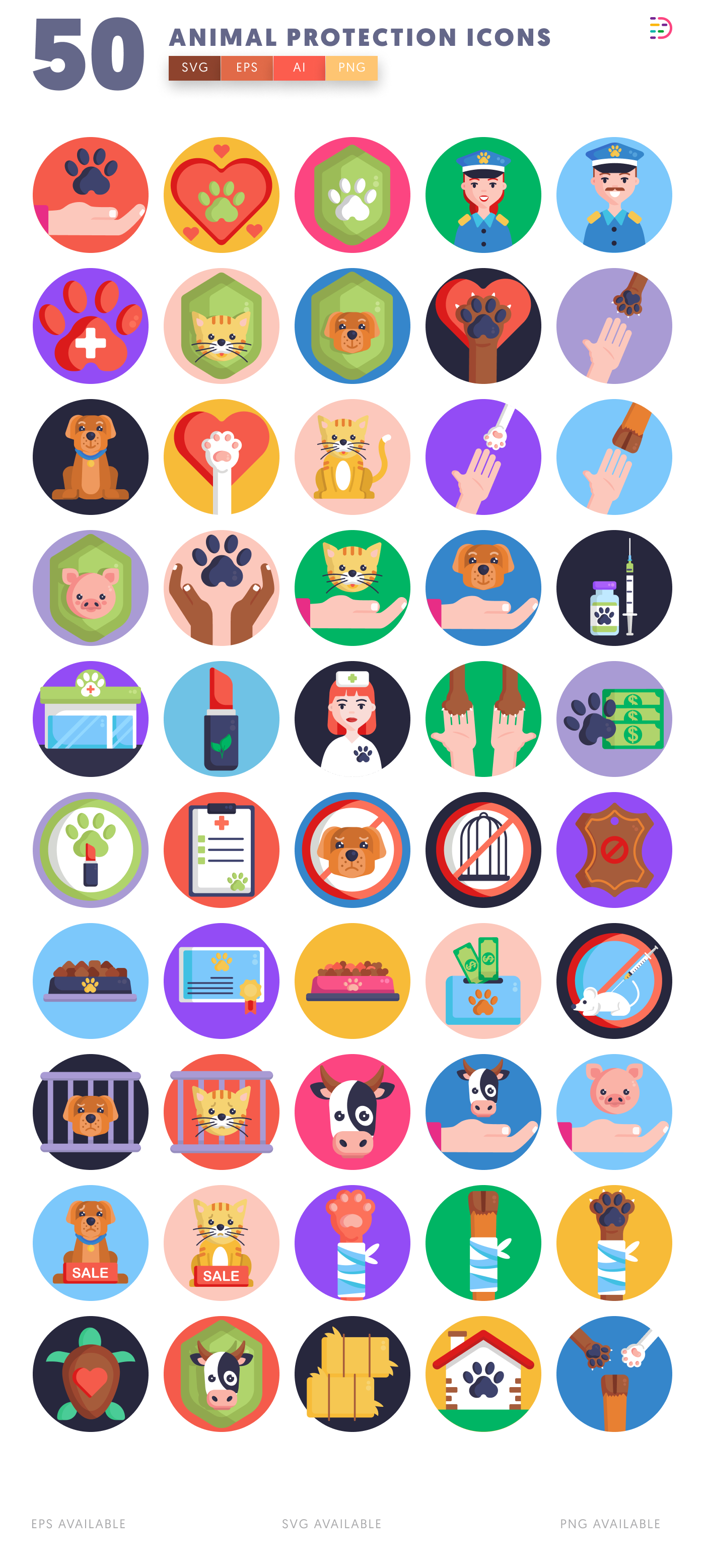 50 Animal Protection Icons – all icons in the set