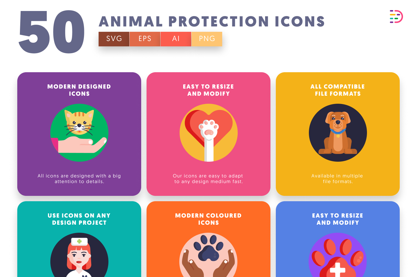 50 Animal Protection Icons preview 5 – illustrated icons in PNG, SVG and EPS
