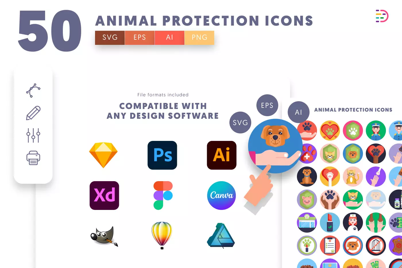 50 Animal Protection Icons preview 8 – illustrated icons in PNG, SVG and EPS