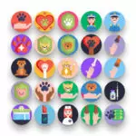 50 Animal Protection Icons – set of colorful illustrated icons