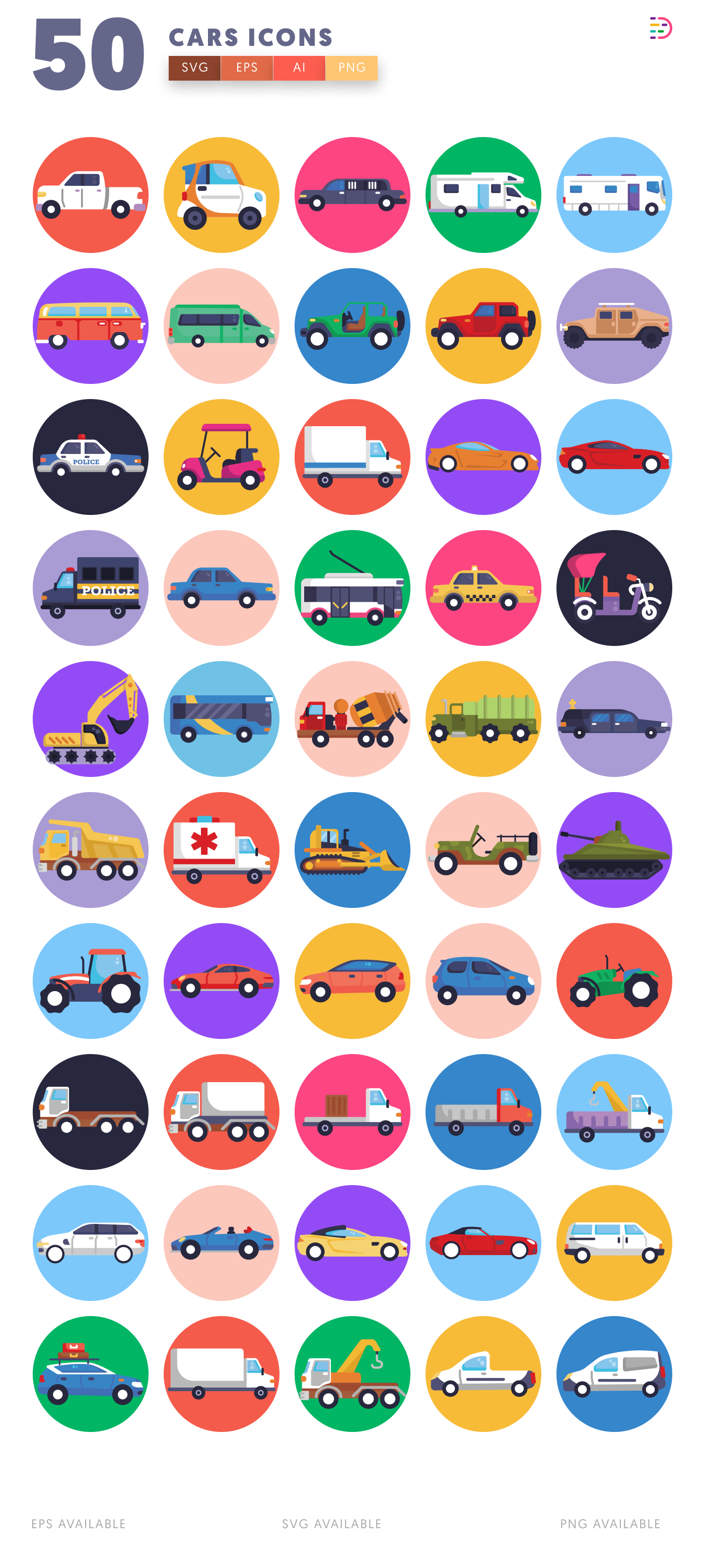 50 Cars Icons – all icons in the set