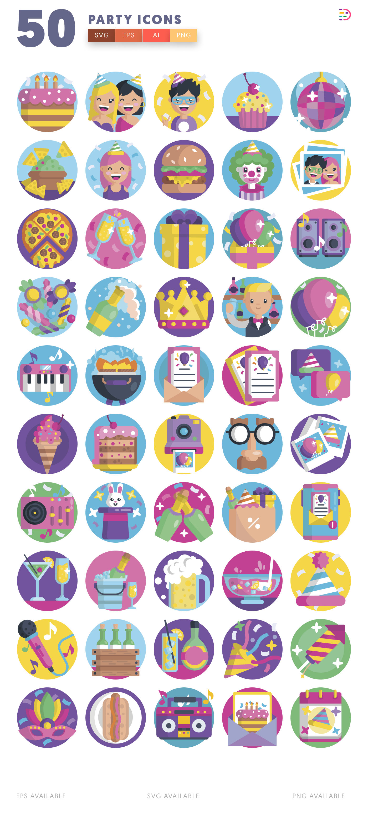 50 Party Icons – all icons in the set