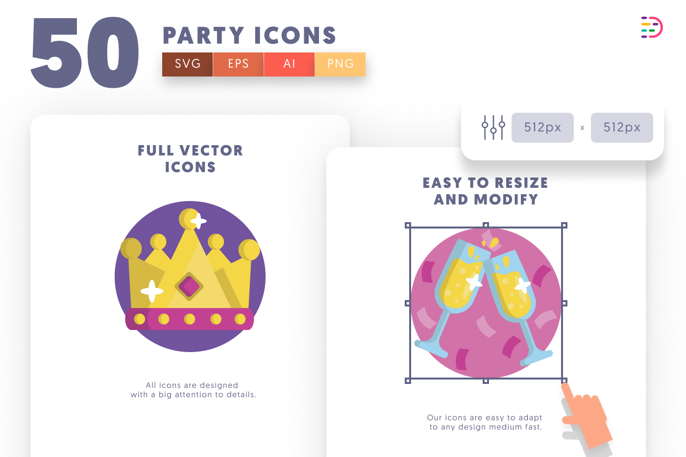 50 Party Icons preview 6 – illustrated icons in PNG, SVG and EPS