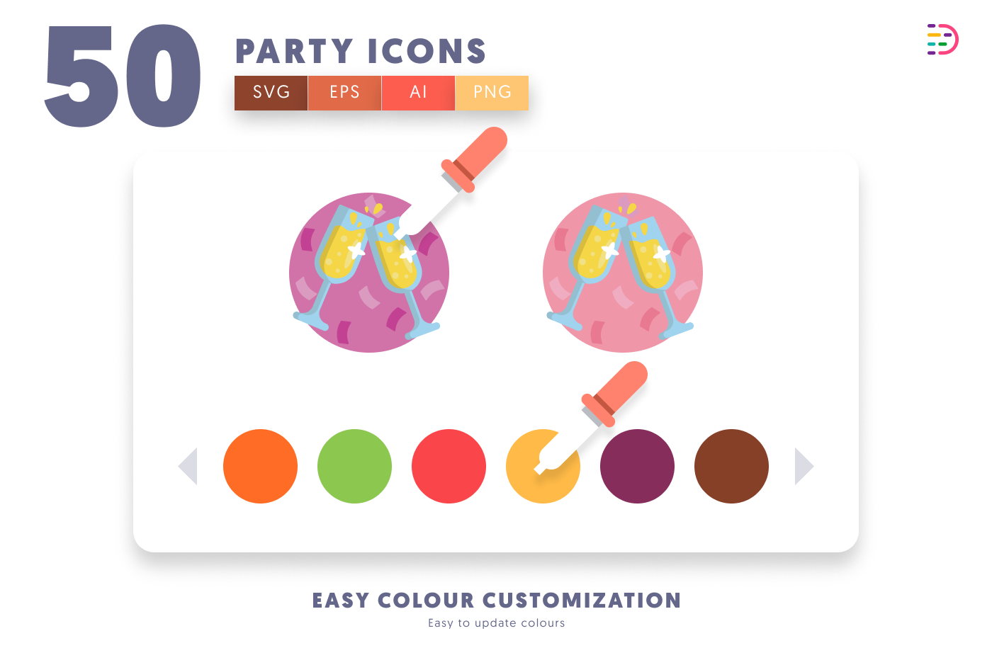 50 Party Icons preview 7 – illustrated icons in PNG, SVG and EPS