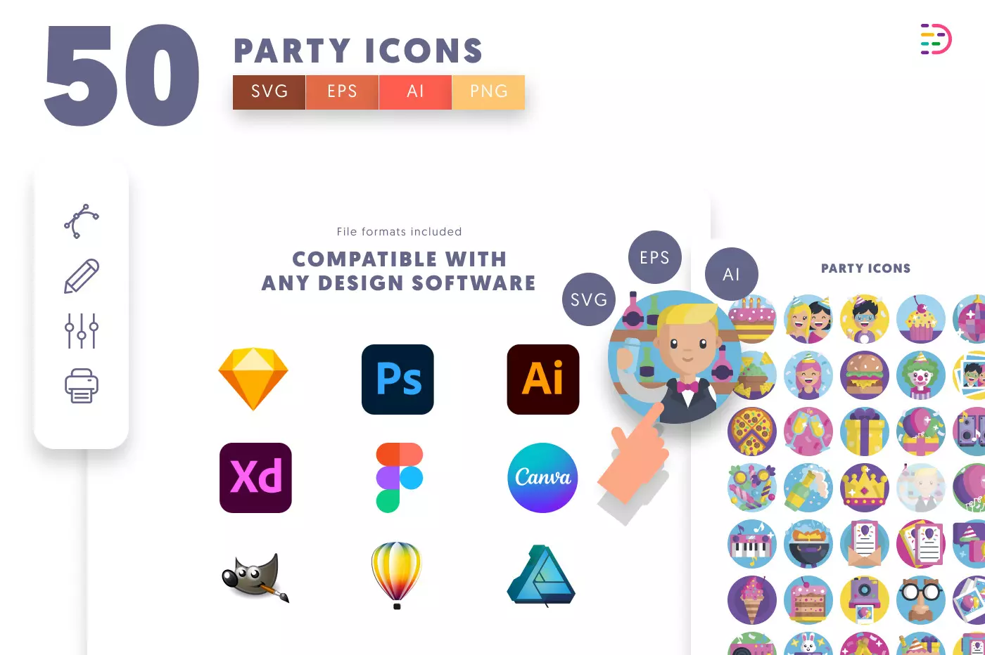 50 Party Icons preview 8 – illustrated icons in PNG, SVG and EPS