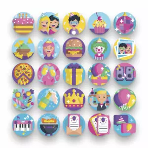 50 Party Icons – set of colorful illustrated icons