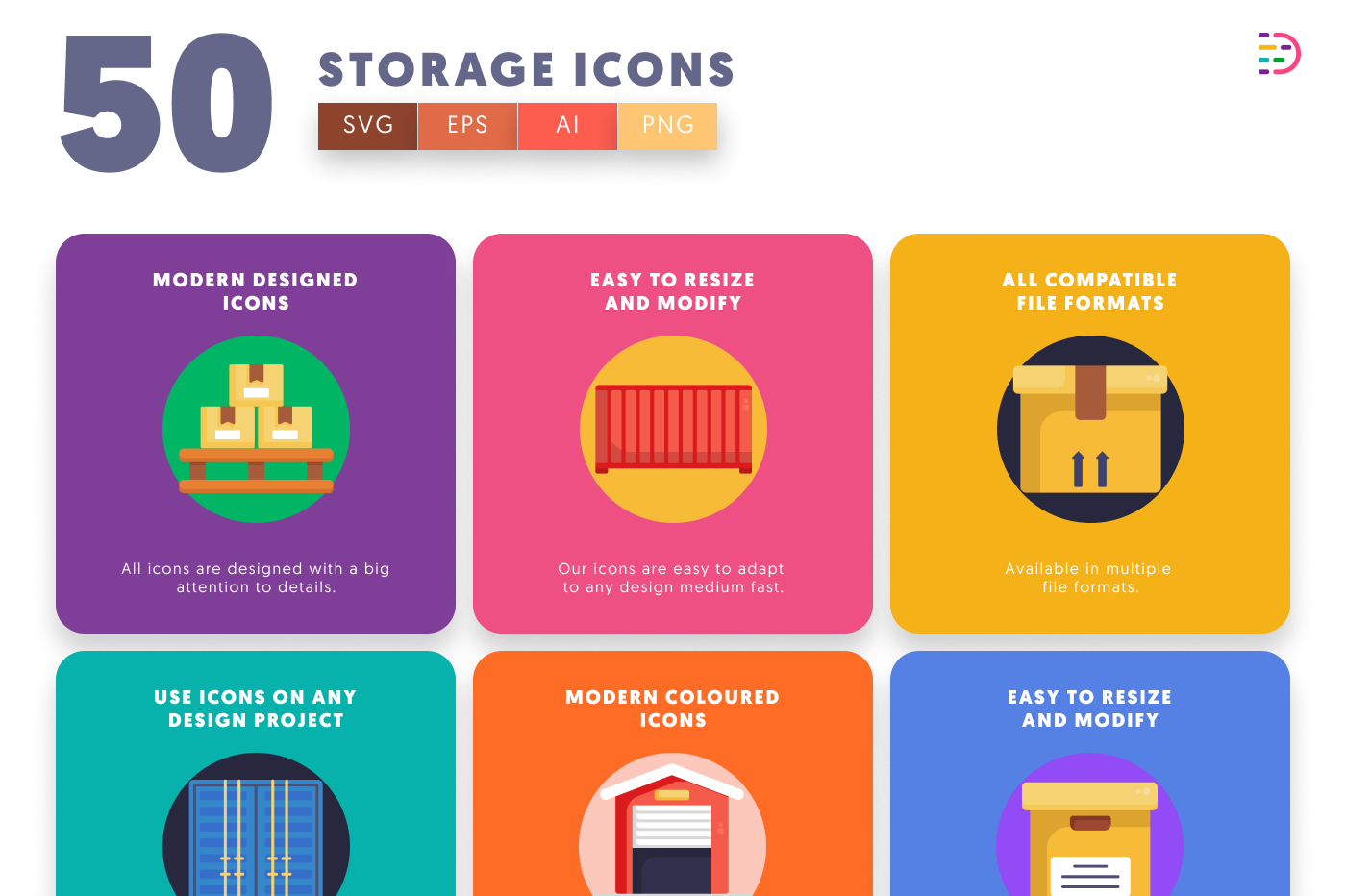 50 Storage Icons preview 5 – illustrated icons in PNG, SVG and EPS