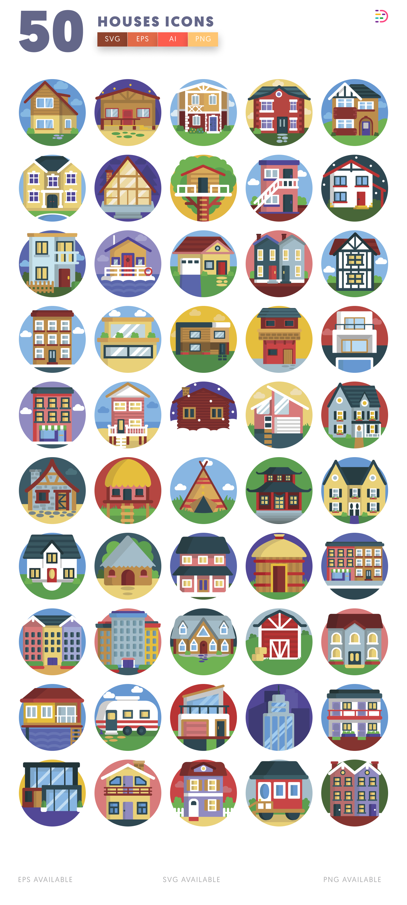 50 Houses Icons – all icons in the set