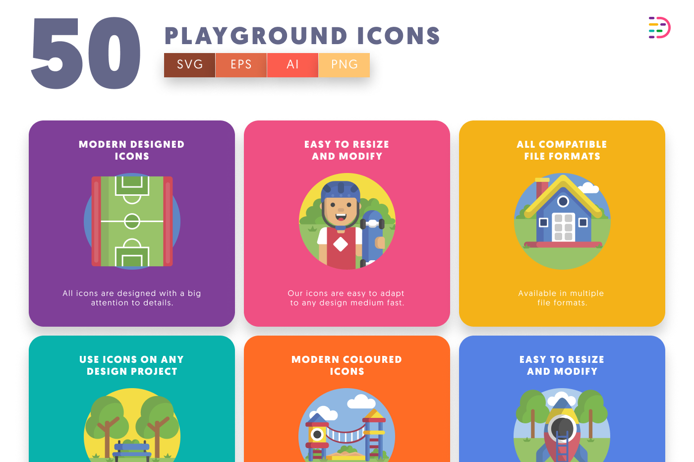 50 Playground Icons preview 5 – illustrated icons in PNG, SVG and EPS