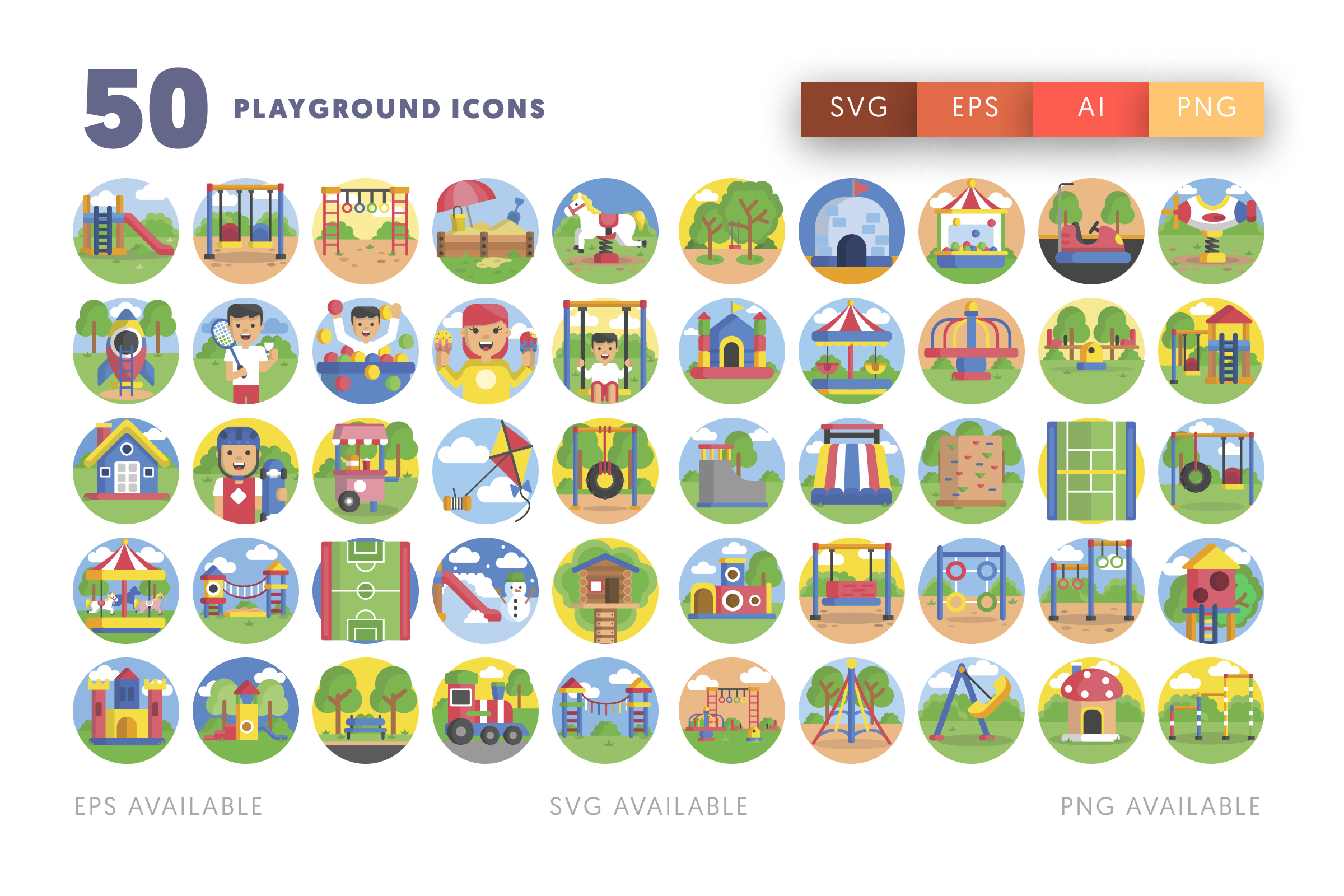 50 Playground Icons – illustrated icon set