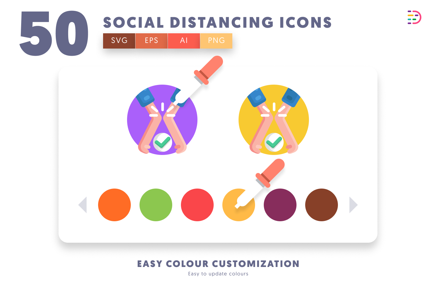 50 Social Distancing Icons preview 7 – illustrated icons in PNG, SVG and EPS