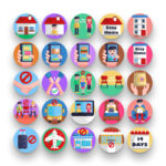 50 Social Distancing Icons – set of colorful illustrated icons
