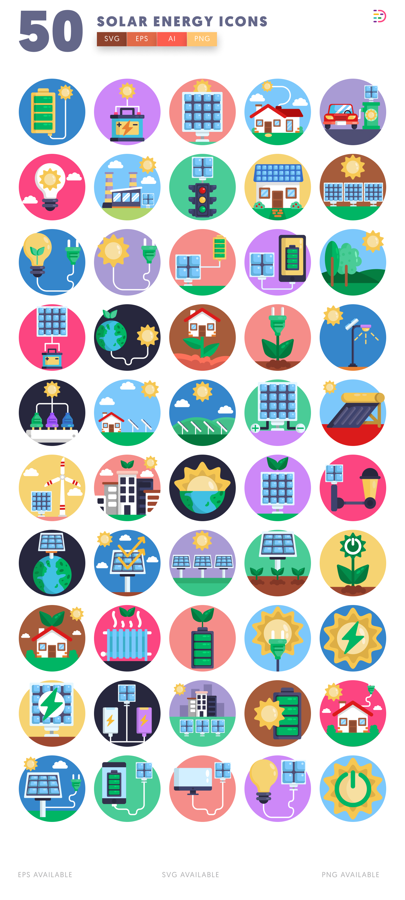 50 Solar Energy Icons – all icons in the set